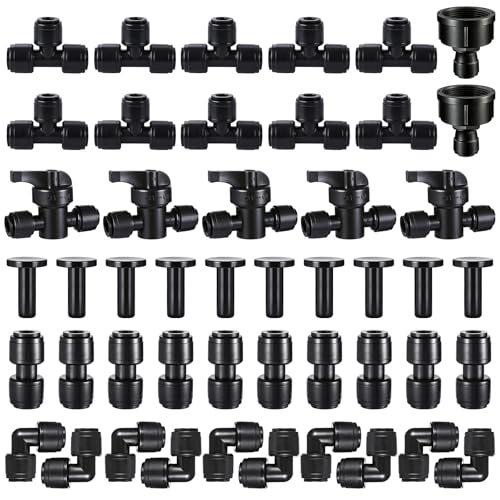 47 Pack Quick Connect 1/4" Drip Irrigation Fittings Kit - size: 47PCS 1/4" Irrigation Fittings