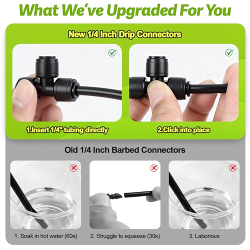 Quick Connect 1/4" Drip Irrigation Tee Fitting: 32 Pieces Push to Fit Drip Line T Parts for 1/4-Inch Tubing Leak Free Dripline Hose Connectors for Garden Lawn Sprinkler System - size: 1/4" Tee-32P