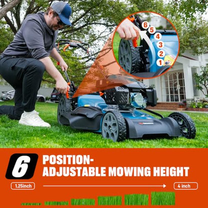 SENIX 201cc 22" 3-in-1 Variable Speed Self Propelled Gas Lawn Mower