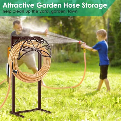 TomCare Garden Hose Holder, Heavy Duty Stand for 160FT Hose with 4 Spikes - color: Bronze