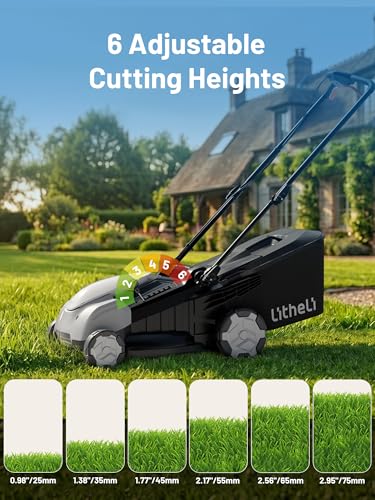 Litheli 18" (Push) Lawn Mower Electric, 2 x 8.0Ah, Battery Powered Mower - size: 18inch