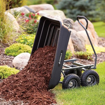 Gorilla Carts Poly Dump Cart, 600 lb. Capacity, 4 Cu ft, Quick Release Dump - size: 4-Cubic Feet, style: Pneumatic