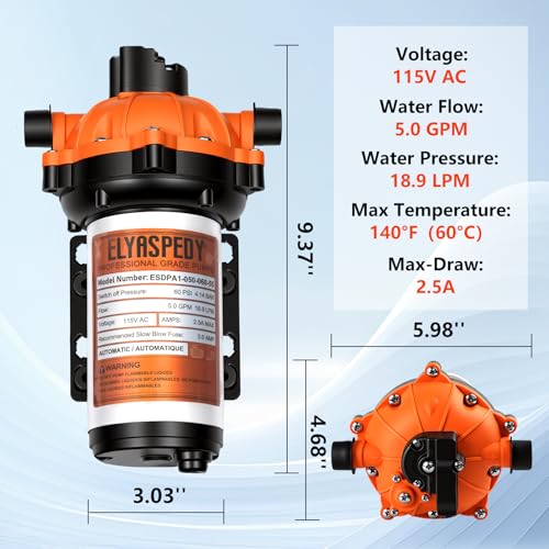 Upgraded 55-Series 115VAC 5.0 GPM, 60 PSI Self-Priming Water Pressure Pump - size: 115V 5.0