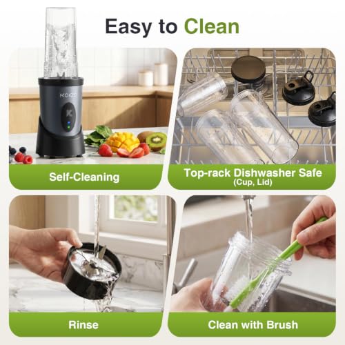 KOIOS Smoothie Blender Kitchen, 900W Personal Blenders with 3 To-Go Cups - color: Grey Blue