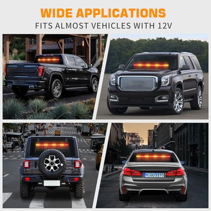 XRIDONSEN 35 inch Amber Red Traffic Advisor Light Bar 48 LED Strobe Lights - color: Amber/Red
