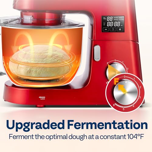 VIVOHOME 9-in-1 Stand Mixer with Fermentation & Timer, 7.5-Quart, Red - color: Red, size: 9-in-1