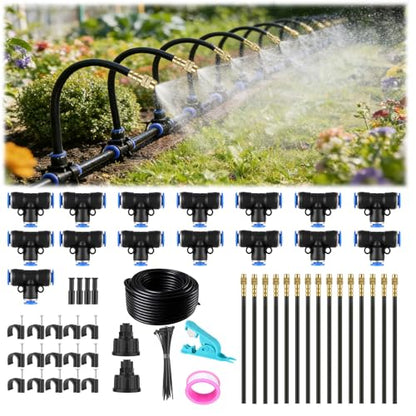 50FT Drip Irrigation System, 1/4" Garden Watering Misting System for Plant - size: 50FT