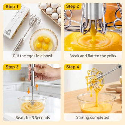 Upgraded Stainless Steel Semi-Automatic Whisk, 10 inch - size: 10 inch