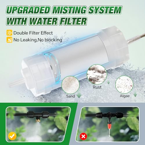 50FT Misters for Outside Patio, Garden Misting System for Cooling Outdoor - size: 50FT