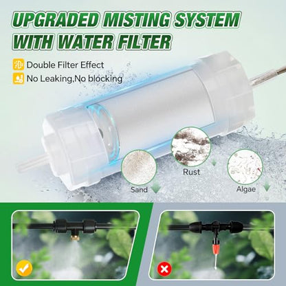 50FT Misters for Outside Patio, Garden Misting System for Cooling Outdoor - size: 50FT