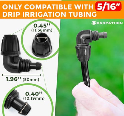 CARPATHEN 5/16" Elbow Fittings Parts for Drip Irrigation System Kit, 5 pcs - size: 5 pcs Elbows Connectors