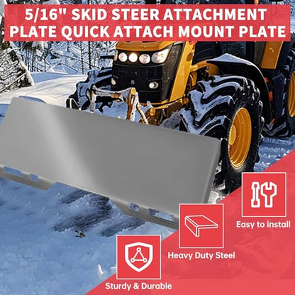 ECOTRIC 5/16" Skid Steer Attachment Plate Compatible with Bobcat & Kubota - size: 1 piece 5/16" thick