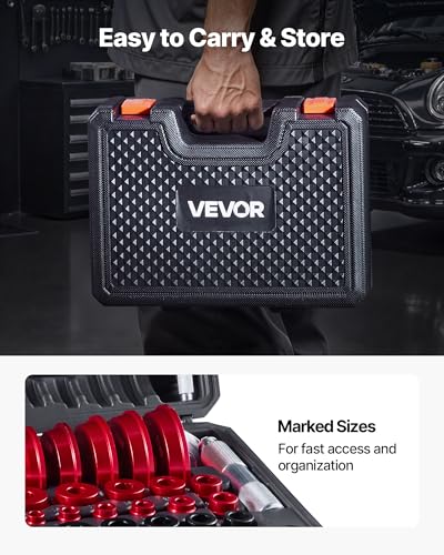 VEVOR Bearing Press Kit, 43 Pcs, Bearing Race and Seal Driver Set with 39 Bushings & Handle Shafts, Bushing Driver Tool Set, Heavy Duty Aluminum Alloy Removal Installation Tool Kit with Storage Case