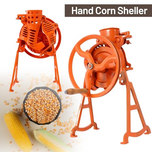 Manual Heavy Duty Corn Sheller with Stand and Flywheel, Steel Construction, Corn Thresher Corn Remover Tools, Labor-Saving Design