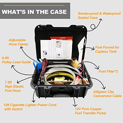 12V Fuel Transfer Pump 30GPH Electric Gasoline Transfer Pump Set - color: 30Gal/hr