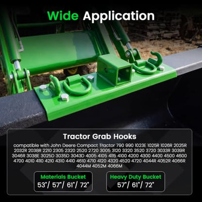 JY PERFORMANCE Tractor Bucket Grab Hooks Compact Bolt On - color: Green