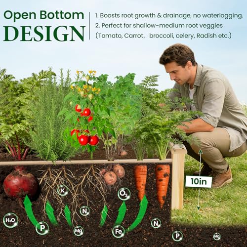 MIXC 8×2ft Wooden Horticulture Raised Garden Bed Outdoor Divisible Elevated Planting Planter Box for Vegetables, Herbs, Strawberry, Flowers in Backyard and Patio, Natural Wood - size: 96”L X 24”W