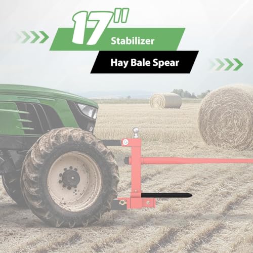 Wutist 17" Hay Bale Spear Stabilizer for Skid Steer Mount Plate Tractors