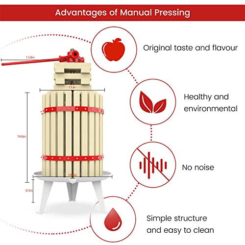 4.75 Gallon Fruit Wine Press and 7L Fruit and Apple Crusher with Stand- Manual Juicer Grinder and Grape Press for Wine Making