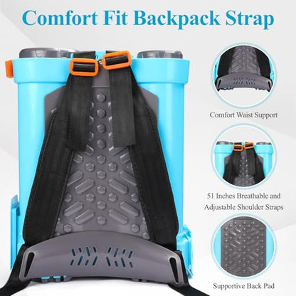 Battery Powered Backpack Sprayer 4 Gallon with Auto-Mixing System, 2 Spray Wands, Compatible with Makita 21V Battery, 100 PSI Electric Sprayer with 21V 2.6Ah Battery & 6 Nozzles, for Weeding, Spraying - size: 4 Gallon