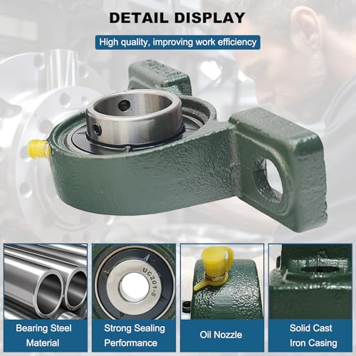 4 Pack UCP206-20 Pillow Block Mounted Ball Bearing - 1-1/4" Bore - Solid Cast Iron Base - Self Aligning (206) - size: 4, style: UCP206-20