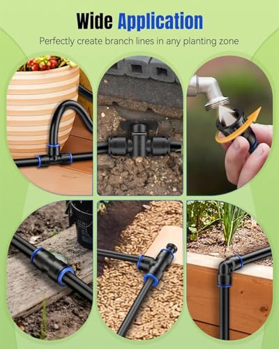 Pawfly 20 Pcs Quick Connect Drip Irrigation Fittings Kit for 1/2" Tubing (0.62-0.63" OD), Drip Line Connectors Set with 4 Tees 4 Couplings 4 Elbows 4 End Plugs 2 Shut Off Valves & 2 Faucet Adapters - size: 20 Pcs Quick Connect Fittings Kit