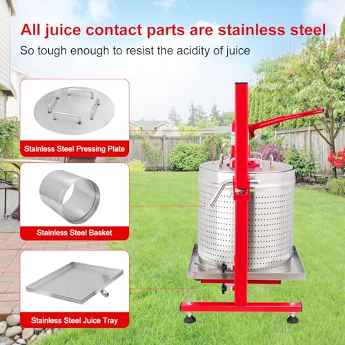 7.93 Gallon / 30L Hydraulic Fruit Wine Press and 1100W Apple Grinder Combo