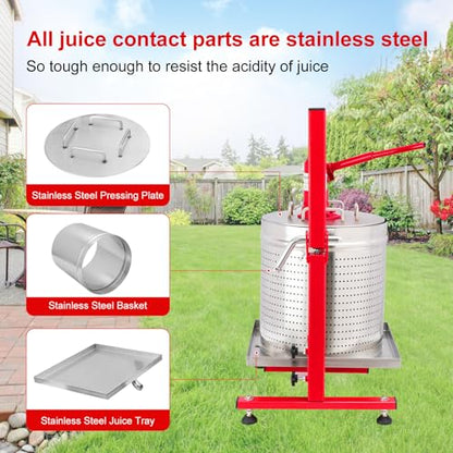 7.93 Gallon / 30L Hydraulic Fruit Cider Press and 550W Apple Grinder Combo