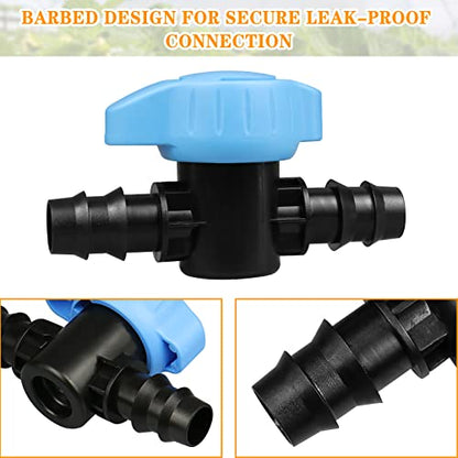 Gardrip 5 Pack 1/2 Inch Drip Irrigation Valve: 1/2 in. in-Line Shut Off Valves for 1/2 Inch Drip Irrigation Tubing (.570-.620" ID) Barbed Cut Off Switch Valve for Garden Irrigation System - size: 1/2" Irrigation Valves