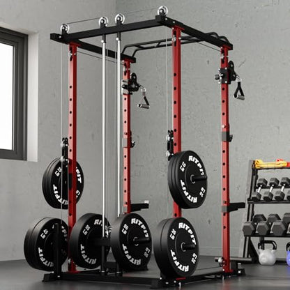 RitFit PPC-P3 Power Cage with Cable Crossover System, 1200LB Capacity - color: Red, style: Power cage only rack