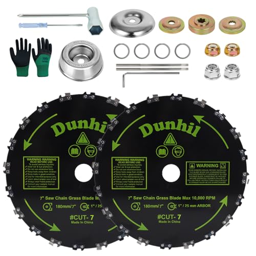 Dunhil Brush Cutter Blade for Weed Eater, Cutter, Trimmer with 2 Set Adapter Kits (2 Pack 7 inch) - size: 2 Pack 7 inch