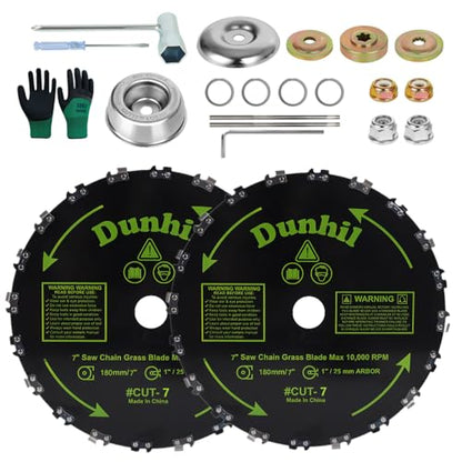 Dunhil Brush Cutter Blade for Weed Eater, Cutter, Trimmer with 2 Set Adapter Kits (2 Pack 7 inch) - size: 2 Pack 7 inch