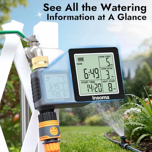 Sprinkler Timer with Brass Inlet, Water Timer for Garden Hose with Auto/Manual/Rain Delay Mode, Easy Setup Hose Timers for Lawn, Garden, Vacation Watering,1 Outlet - size: 1-Zone-T
