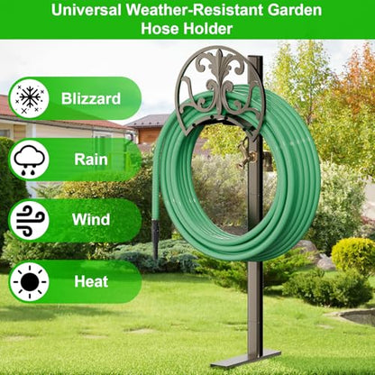GOFORWILD Hose Stand with Brass Faucet, Holds 150 ft 5/8-in Hose