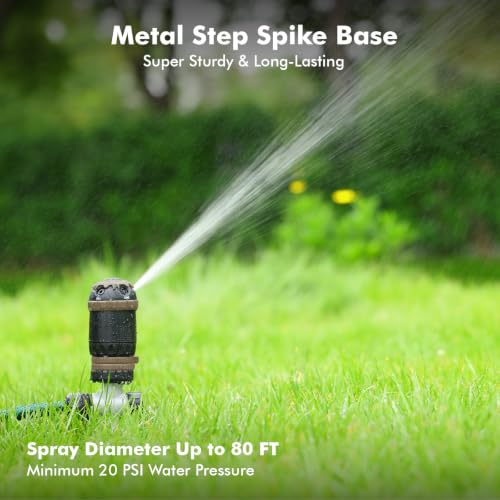 RESTMO 2 Pack Gear Drive Sprinkler with Step Spike Base, Brown - color: Brown, size: 2 Pack