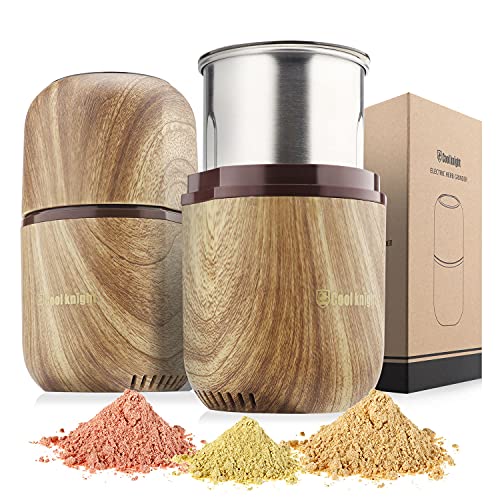 COOL KNIGHT Electric Herb Grinder, Fast Grinding, 120g Large Capacity - color: Wood grain 2
