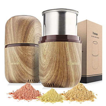 COOL KNIGHT Electric Herb Grinder, Fast Grinding, 120g Large Capacity - color: Wood grain 2
