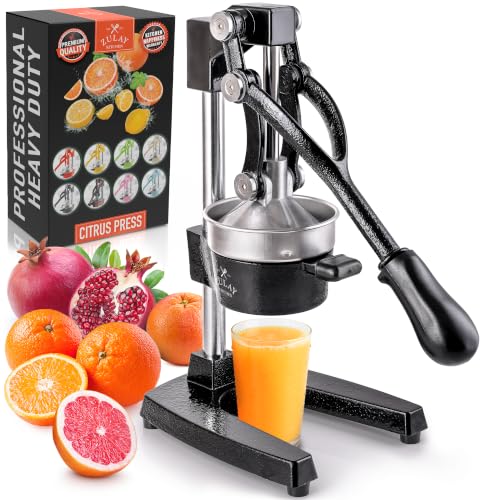 Zulay Kitchen Cast Iron Juicer - Heavy Duty Orange Juicer with Detachable Strainers for Easy Cleaning, Citrus Press for Citrus Fruits, Perfect for Bartenders, Juice Lovers & Health Enthusiasts - color: Black, size: Cast Iron Juicer