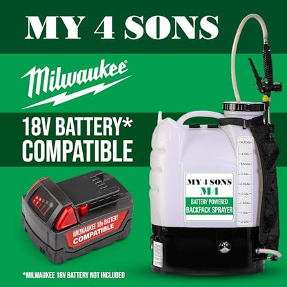 M4 Battery Powered Backpack Sprayer - 18V Milwaukee Battery Compatible - size: M4 80 PSI Milwaukee Compatible