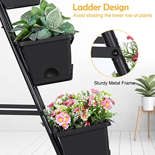OYEAL Raised Garden Bed 4 Tier Vertical Garden Planters Indoor Outdoor Raised Planter Box with Legs Elevated Herb Garden Planter for Flowers Vegetables Plants, Black - color: Black