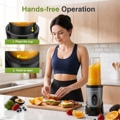 KOIOS Smoothie Blender Kitchen, 900W Personal Blenders with 3 To-Go Cups - color: Grey Blue