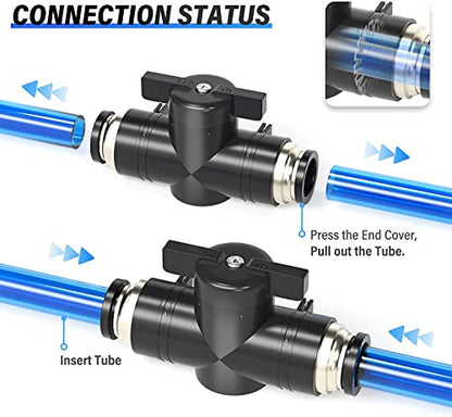 TAILONZ 1/4"OD Push-to-Connect Fitting Ball Control Valve BVU-1/4 5Pcs - size: 1/4"OD/5PCS