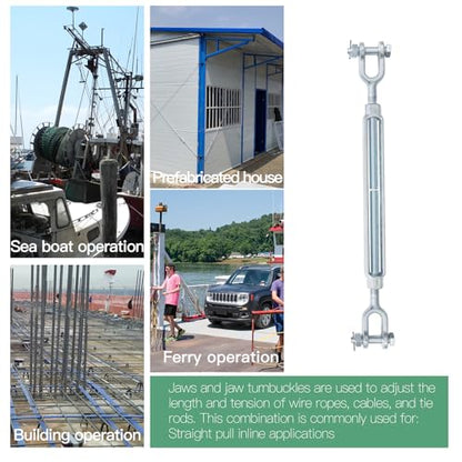 3/4" x 12" Jaw Jaw Turnbuckle Galvanized Jaw and Jaw Turnbuckle, Jaw Jaw Closed Body Marine Turnbuckle Jaw, 8000lbs Working Load Limit, Durable for Wire Rope Cable - style: Jaw & Jaw-3/4 x 12