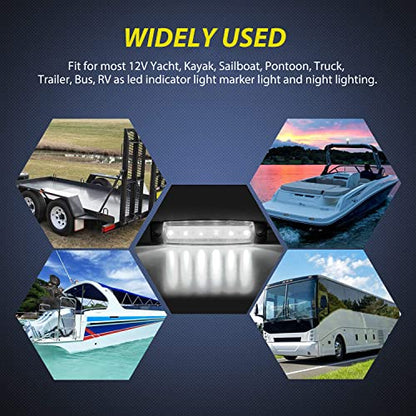 Nilight 10PCS 3.8" 6LED White LED Indicator Clearance Marker Lights - color: 3.8" White 10Pcs