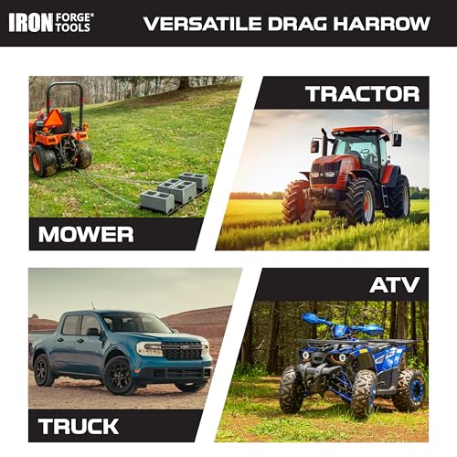 Iron Forge Tools Drag Harrow, 4 Ft - Driveway Grader & Lawn Tractor Rake
