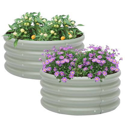 Besebay 2-Pack 2x1ft Galvanized Raised Garden Bed, Outdoor Planter Bed, - color: Light Green, size: 2x2x1ft-2Pcs