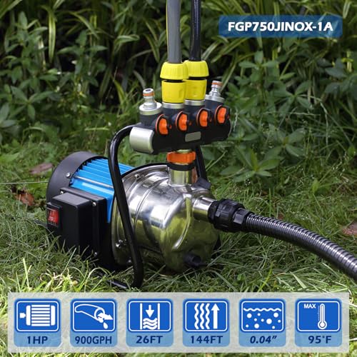 FLUENTPOWER 1HP Portable Garden Transfer Pump, 900GPH Electric Sprinkler Booster Pump, Shallow Well Jet Pump for Home Lawn Irrigation and Water Draining - size: 1HP Shallow Well