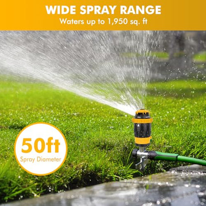 RESTMO Gear Drive Sprinkler with Metal T-Spike Base,Yellow - color: Yellow, size: 1 Pack