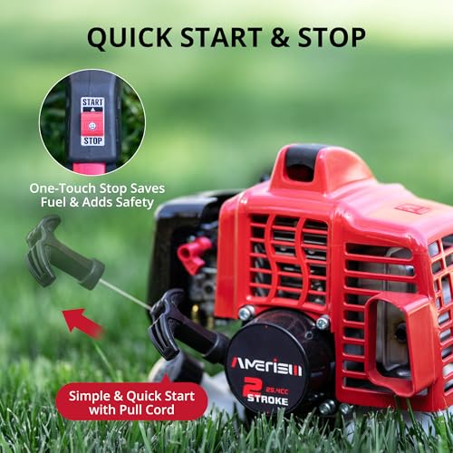 26cc Gas Powered String Trimmer, 3IN1 Weed Wacker, Edger & Brush Cutter - color: Black