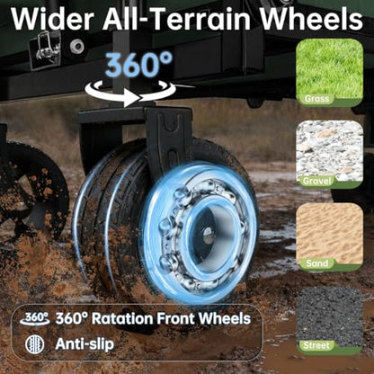 34" Extra Long Collapsible Wagon Cart, 480LBS Capacity, Army Green - color: Army Green